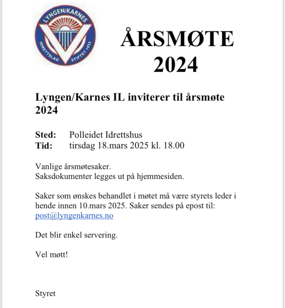 Velkommen til årsmøte